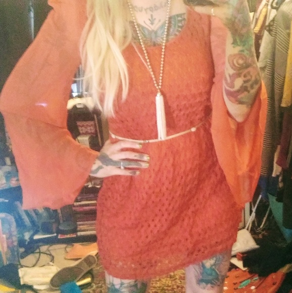 Hippie Lace Dress , necklace, and belt - Picture 6 of 7